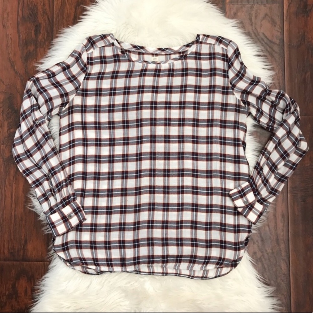- Loft the softened plaid blouse